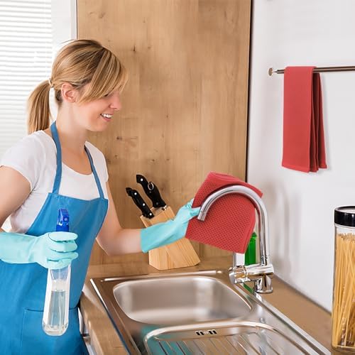 Kitinjoy 100% Cotton Waffle 6-Pack Kitchen Towels, Brick Red - Image 5