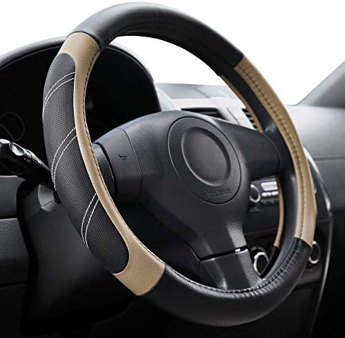 Elantrip Steering Wheel Cover Leather 15 1/2 to 16 inch Universal Large Soft by Elantrip