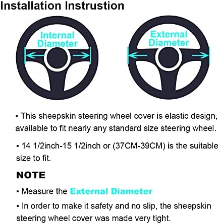 3Pcs Set Fashion Fluffy Fuzzy Wool Fur Soft Car Steering Wheel Cover - Image 5