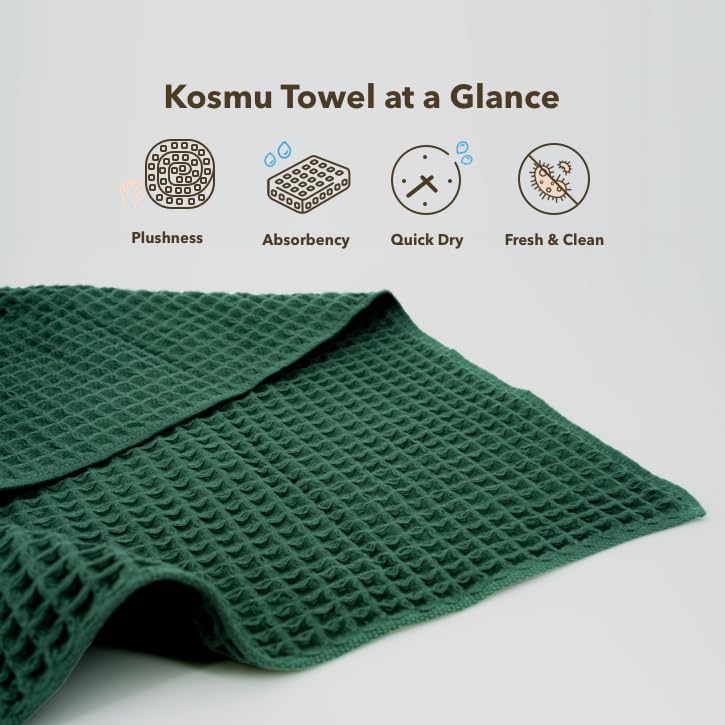 Luxury Organic Japanese Cotton Waffle Bath Towel | Thick, Quick Dry Bathroom - Image 2