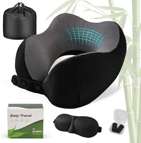 Cirorld Neck Pillow for Traveling, Travel Pillows for Airplanes Pure Black by CIRORLD