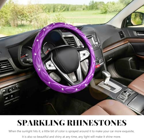 Bling Car Steering Wheel Cover, 15 Inch Diamond Leather Anti-Slip Auto Steering - Image 5