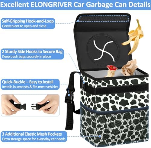 ELONGRIVER Leak Proof Car Trash Can - Image 4