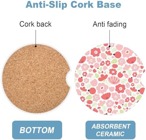 2 Pack Car Cup Holder Coaster, 2.63 inch Anti Slip Insert Absorbent Ceramic - Image 3