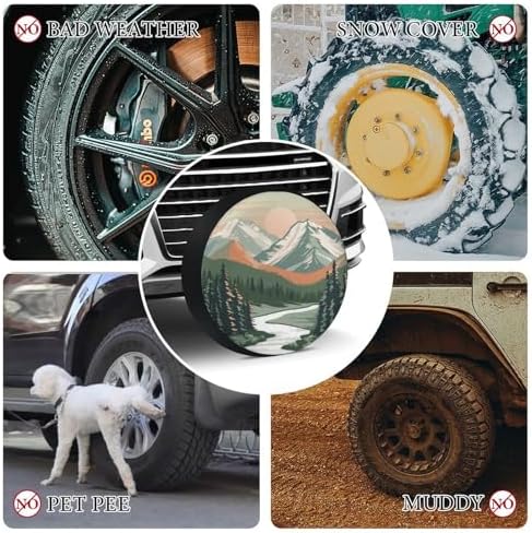 Camper Spare Tire Cover Mountain Adventure Waterproof Polyester Wheel - Image 7