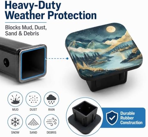 Trailer Hitch Covers Starry Night Mountain Heavy Duty 2 Inch Hitch Cover - Image 6