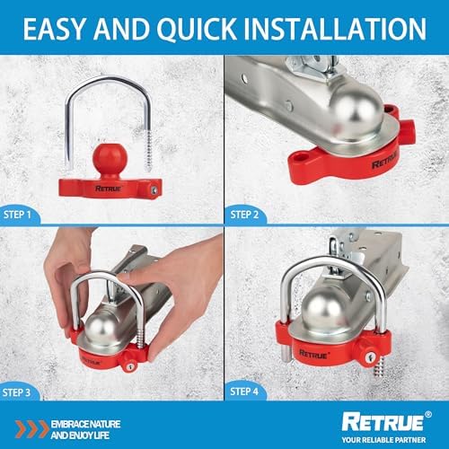 RETRUE Universal Trailer Coupler Lock, Adjustable Hitch Ball Lock - Image 3