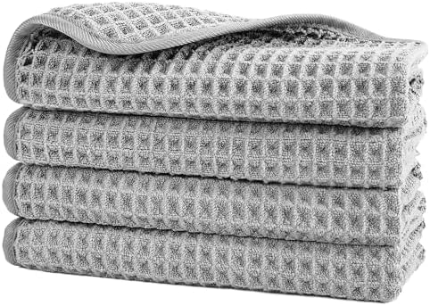POLYTE 430 GSM Poly Blend Microfiber Waffle Wash Cloth Face Towel, 13x13 in by Polyte