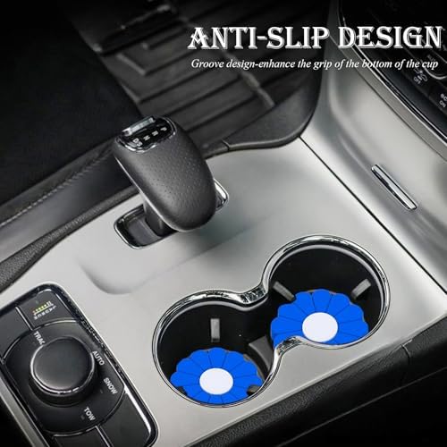 2-Pack Car Cup Holder Coaster Inserts, Daisy Shape, 2.75 Inch Non-Slip Silicone - Image 3