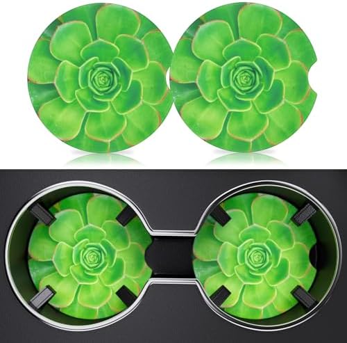 2 Pack Car Cup Holder Coaster, 2.63 inch Anti Slip Insert Absorbent Ceramic Car by Heainaiyoo