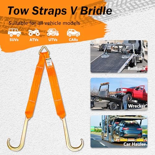 3" x 24" Recovery Tow V-Straps V Bridle w/15 J Hooks 5400LBS - Image 6