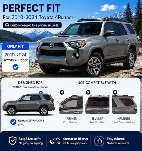 Car Window Shades for 2010-2024 Toyota 4Runner Rear Window Mesh Sun Shade - Image 5