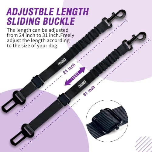 COOYOO Dog Seat Belt, 3 Piece Set Retractable Dog Car Harness Adjustable - Image 5