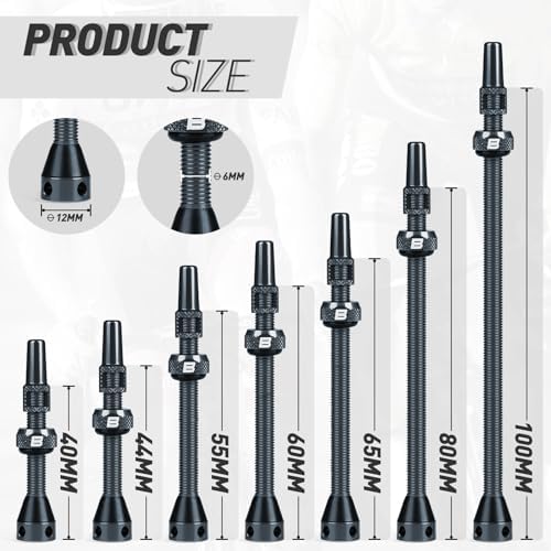 BWSHLF Tubeless Presta Valve Stem 40/44/55/60/65/80/100 mm, Super Light Alloy - Image 4