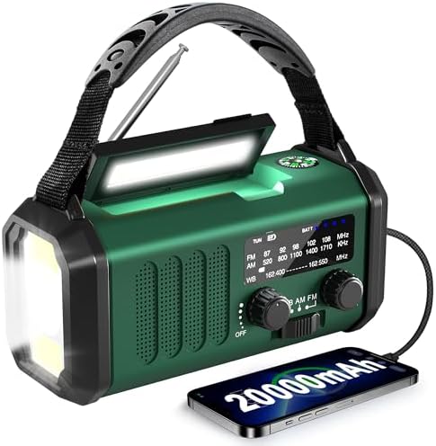 NOAA Weather Radio 20000mAh Emergency Hand Crank Solar Radio AM/FM by Leaton