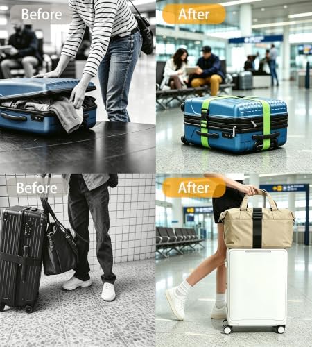 4 Pack Luggage Straps for Suitcases, Two Types of Adjustable Belts - Image 4