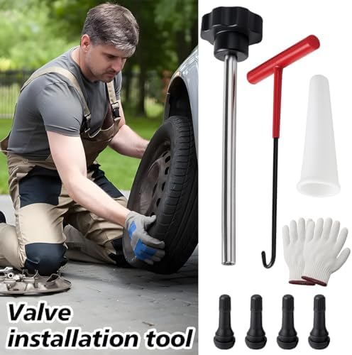 7PCS Tire Valve Stem Tool Kit Replacement Installation Set Red - Image 6