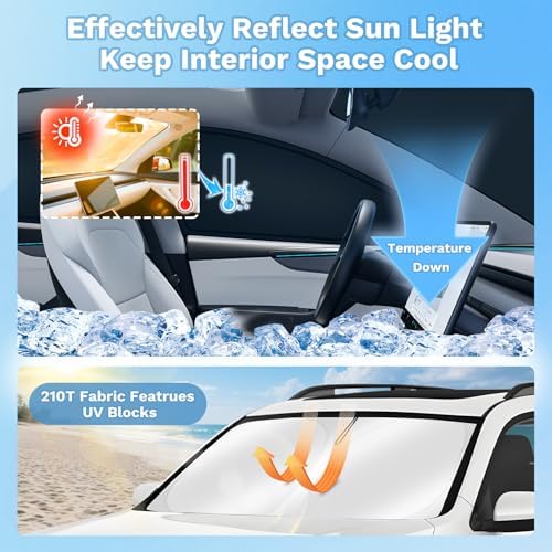 KUST Car Window Shades for 2007-2021 Toyota Tundra Accessories Windshield Sun - Image 3