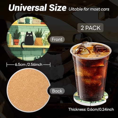 2 Pack Ceramic Car Coasters for Cup Holder, 2.56 in Anti Slip Absorbent Coaster - Image 4