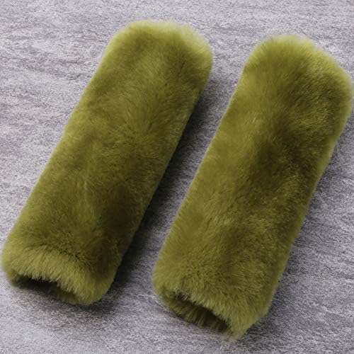 Green 2 Pack Sheepskin Car Seat Belt Cover Pads | Wool Seatbelt Cushions by OGLAND