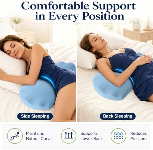 Fledano Lumbar Support Pillow for Bed – Memory Foam Lower Back Pain Relief - Image 3