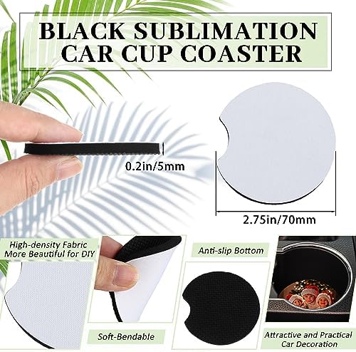 Sliner 200 Pcs Sublimation Blank Car Coasters Bulk, 2.75 Inch - Image 3