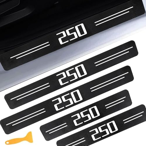 Door Sill Protectors for Ford F250, Carbon Fiber Leather Front/Rear Door Sill by CHIYLE