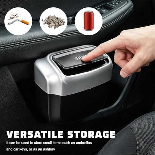 2PCS Auto Trash Can with Lid, Leakproof Waterproof Car Plastic Dustbin with 60 - Image 4