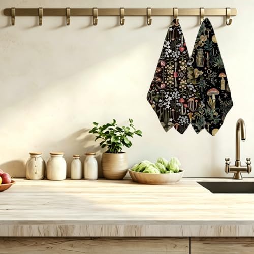 2 Pcs Black Mushroom Kitchen Towels, Mushroom Gifts - Image 3