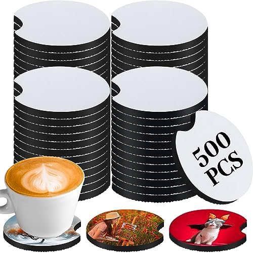 Sliner 500 Pcs Sublimation Blank Car Coasters Bulk, 2.75 Inch by Sliner
