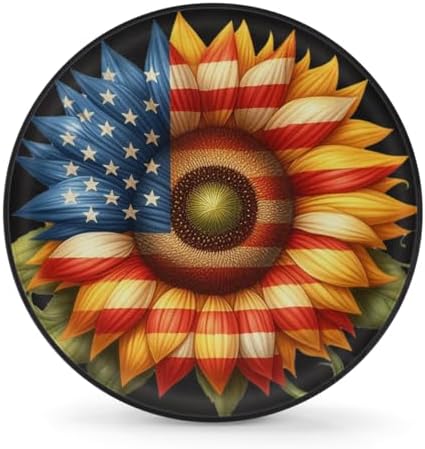 Rv Spare Tire Cover Wheel American Flag Sunflower Tire Covers Wheel Protectors by FengQuGou