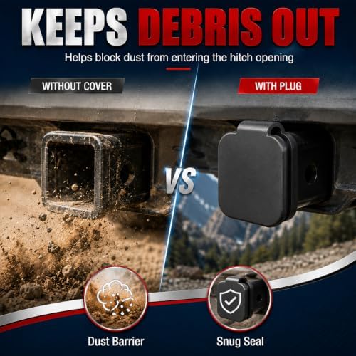 2'' Trailer Hitch Cover, Rubber Square Mouth Tow Receiver Tube Plug Protection - Image 4