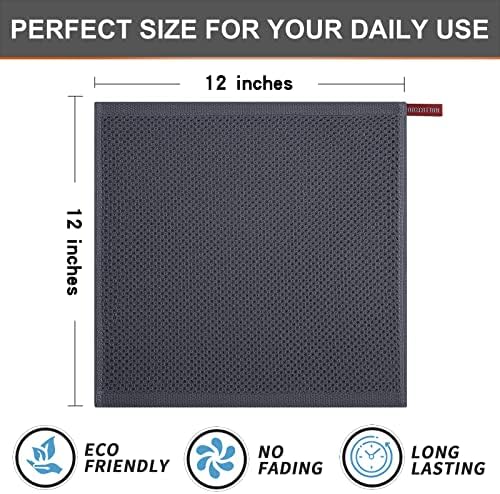 Kitinjoy 100% Cotton Waffle 6-Pack Kitchen Towels, Dark Grey - Image 5