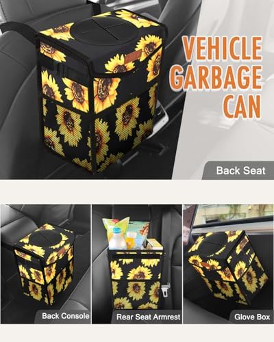 Pritent Car Trash Can with Lid Leakproof Car Garbage Bag Vehicle Trash Bin - Image 6