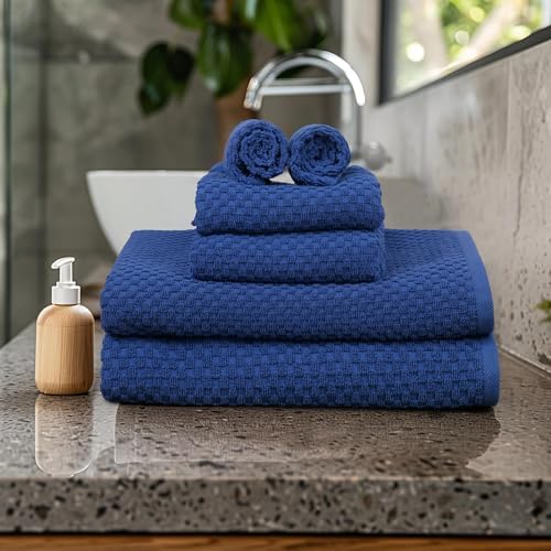 COTTON CRAFT Euro Spa Waffle Weave 6 Piece Towel Set - Image 2