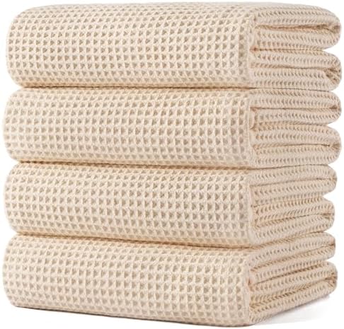 POLYTE 430 GSM Poly Blend Microfiber Quick Dry Waffle Bath Towel, 30x60 in by Polyte