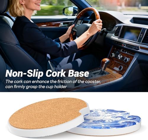Car Cup Holder Ceramic Coasters 2 Pack, 2.56 in Anti Slip Absorbent Coaster - Image 6