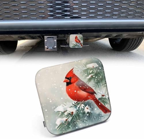 Rubber Hitch Tube Cover Cardinal Bird Winter Cardinal Bird Red Standard 2" by Beabes