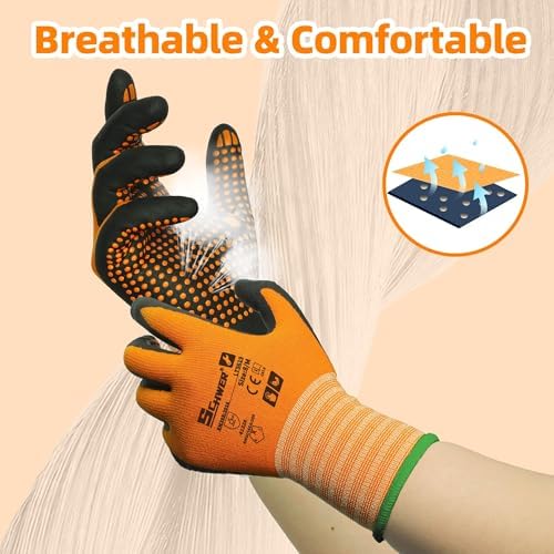 Schwer 12 Pairs Safety Work Gloves, MicroDot Abrasion & Grip - Image 4