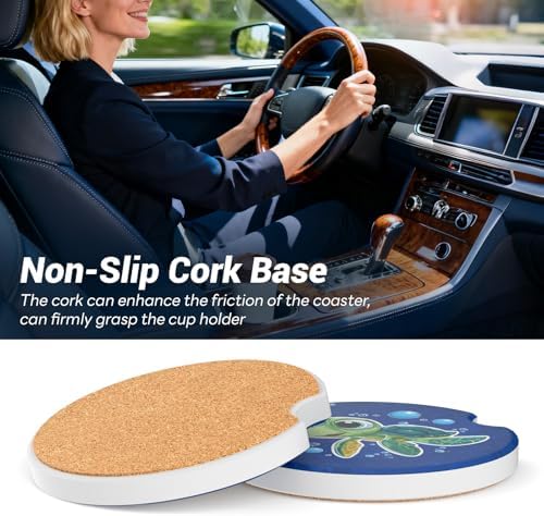 Car Cup Holder Ceramic Coasters 2 Pack, 2.56 in Anti Slip Absorbent Coaster - Image 6