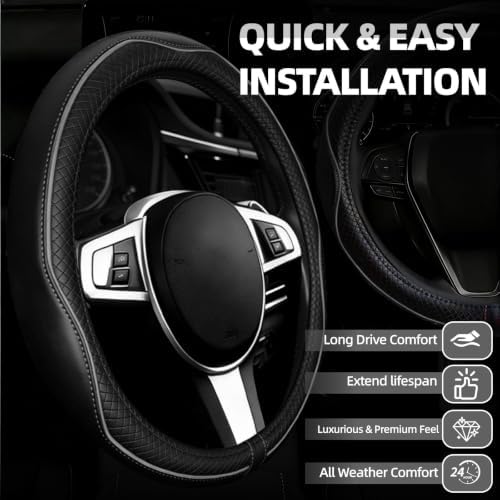 NBTEPEM 6 PCS Car Steering Wheel Cover Set, Microfiber Leather Steering Wheel - Image 2