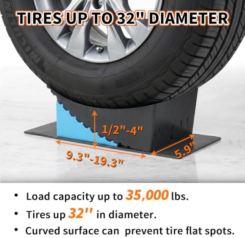 OULEME 2 PK RV Leveling Block, Dual Axle Trailer Curved Leveler Ramp - Image 2