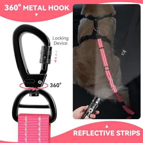 Pawaboo 2Pack Dog Car Seatbelt, 3-in-1 Dog Tether - Image 2