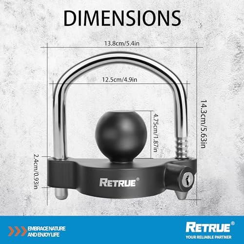 RETRUE Trailer Coupler Lock, Adjustable Hitch Ball Lock, Matte Black - Image 3