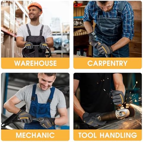 HANDLANDY Work Gloves for Men & Women, Utility Mechanic Working Gloves Touch - Image 6
