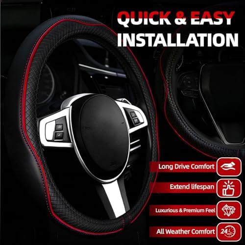 NBTEPEM 6 PCS Car Steering Wheel Cover Set, Microfiber Leather Steering Wheel - Image 2