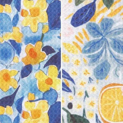 Ritz Waffle Microfiber Kitchen Towel 2pc Set – Ditzy and Flowers – Citrus & - Image 2