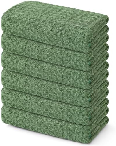 Homaxy Microfiber Waffle Weave Kitchen Towels, 6 Pack, Grass Green by Homaxy