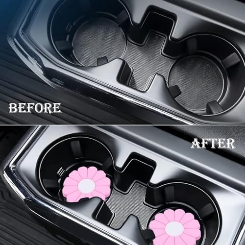 4-Pack Car Cup Holder Coaster Inserts, Daisy Shape, 2.75 Inch Non-Slip Silicone - Image 7
