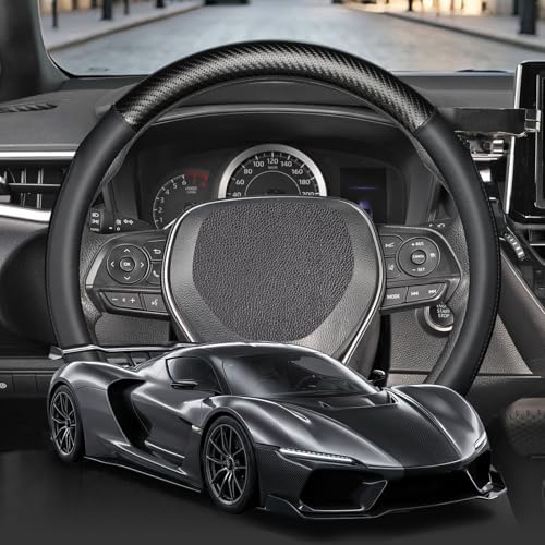 SEG Direct Steering Wheel Cover 14"-14.25" Heavy-Duty Black Carbon Pattern - Image 2